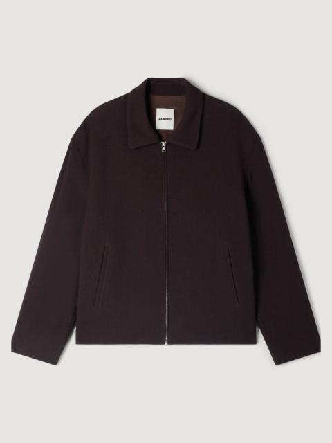 Sandro WAFFLED REGULAR COLLAR ZIP JACKET
