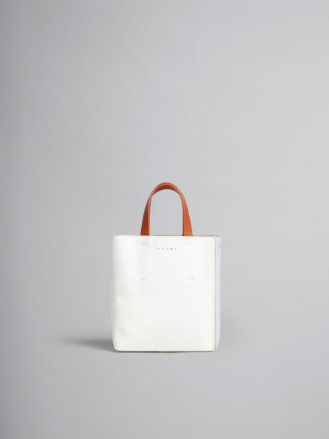 MUSEO SOFT MINI BAG IN WHITE LIGHT BLUE AND ORANGE LEATHER