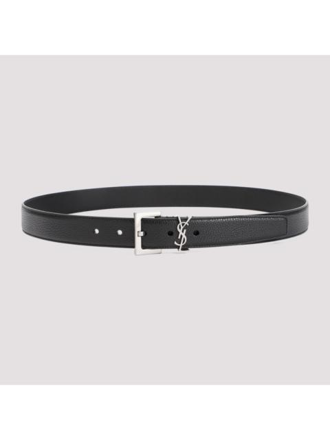 SAINT LAURENT Saint Laurent Grained Calf Leather Belt