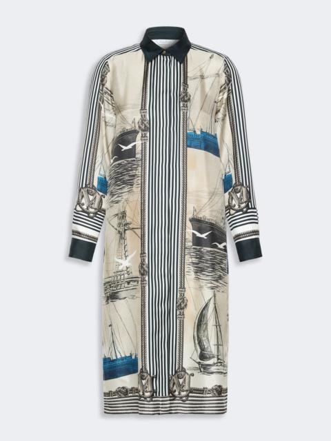 Max Mara TEISMO Printed silk shirt dress - STONE