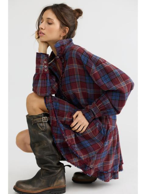 FREE PEOPLE Wildflower Washed Plaid Mini Dress