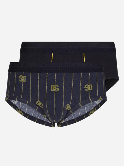 Dolce & Gabbana Two-pack solid-color and printed stretch cotton jersey Brando briefs