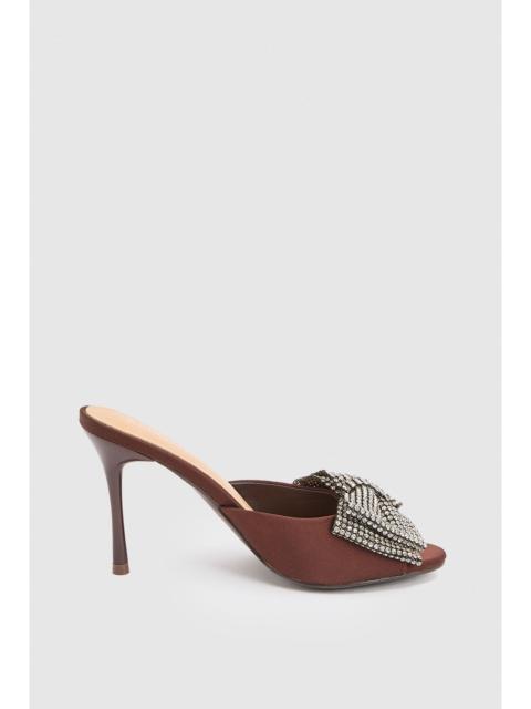 KAREN MILLEN Satin Bow Embellishment Peep Toe Mule