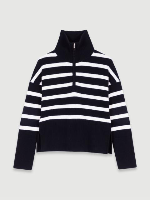 maje Stripe print high-neck jumper
