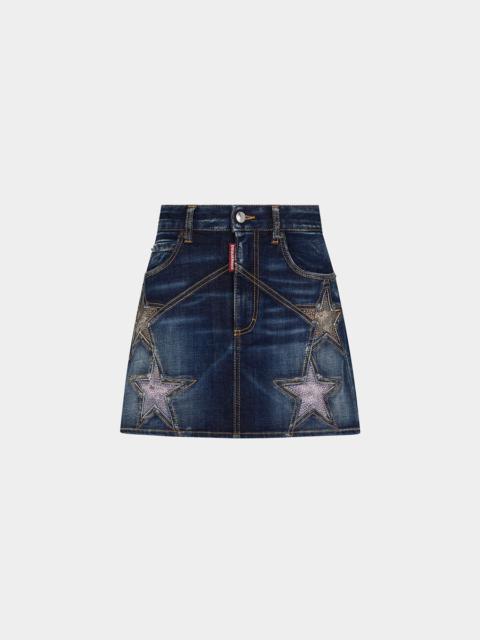 DSQUARED2 MEDIUM DIAMOND SUPER STAR WASH DENIM SKIRT