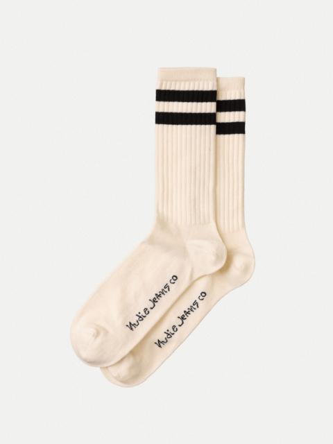 Nudie Jeans Amundsson Sport Socks Offwhite/Navy