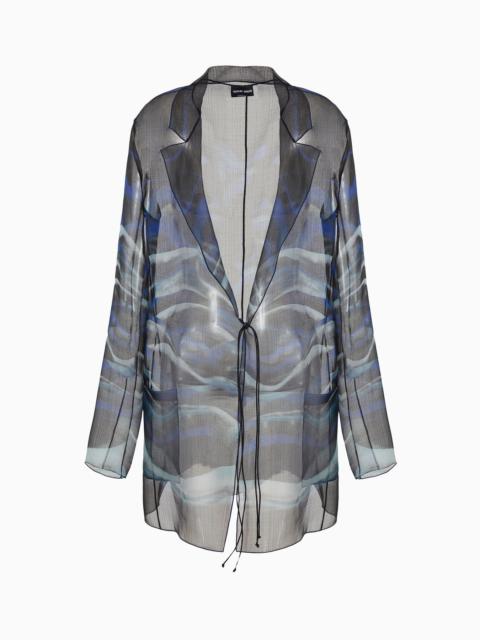 GIORGIO ARMANI Long shirt in printed silk organza