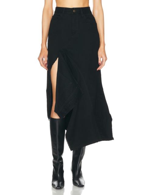 Deconstructed Long Denim Skirt