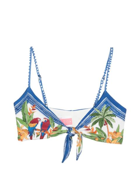 FARM RIO tie tropical destination off-white swimsuit