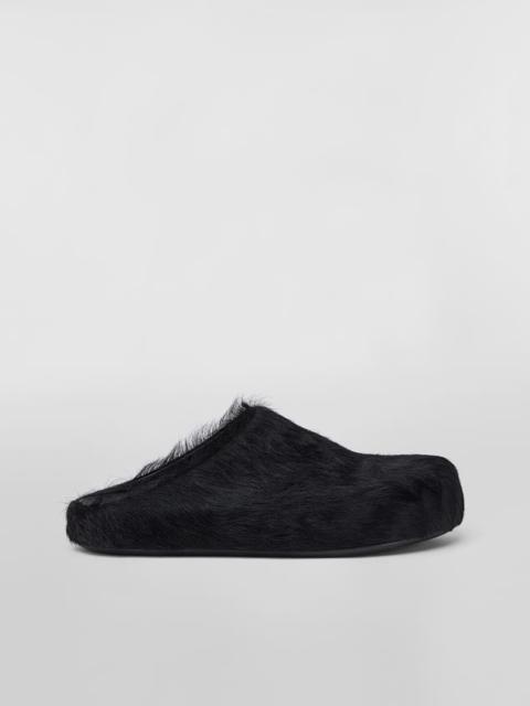 Marni BLACK LONG-HAIRED CALFSKIN SABOT