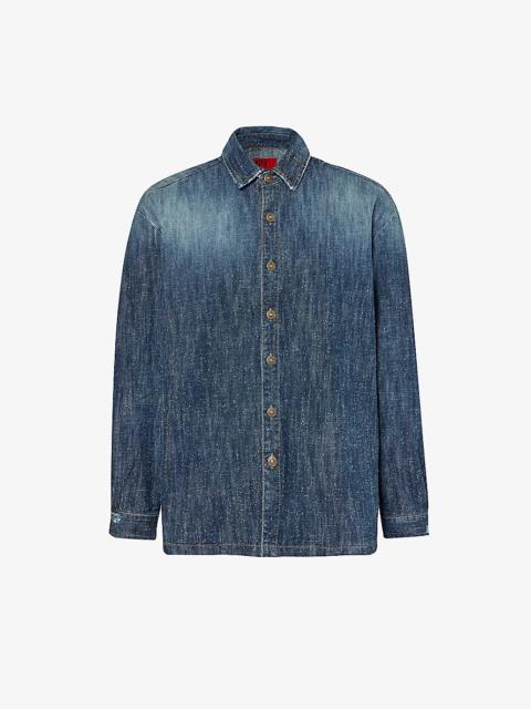 Faded-wash relaxed-fit denim shirt