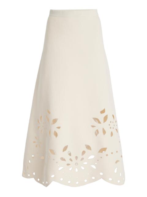 ULLA JOHNSON Grace Knit Midi Skirt ivory