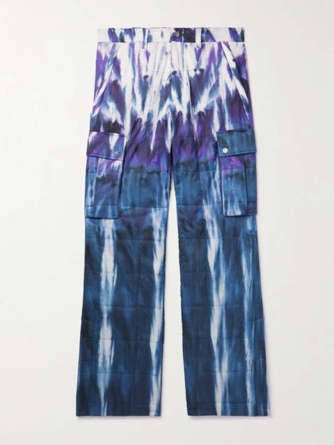 Flared Tie-Dyed Quilted Shell Cargo Trousers