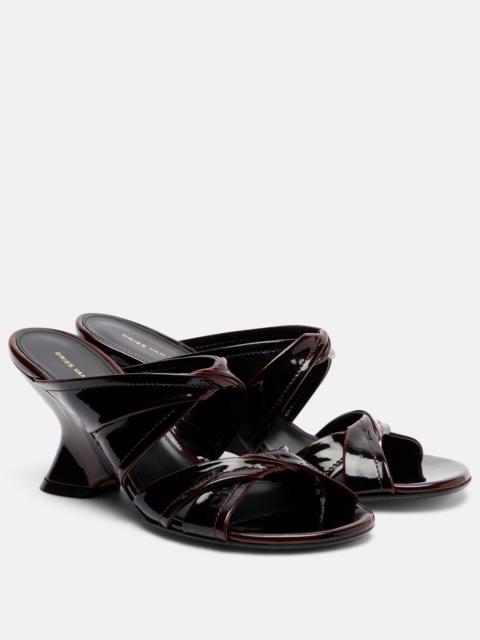 Dries Van Noten 75 patent leather wedge mules