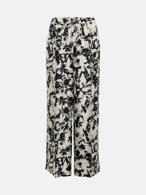 Fiordo printed silk wide-leg pants
