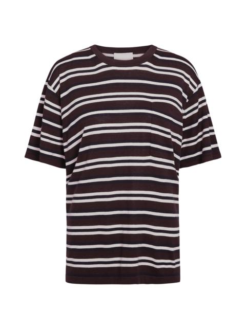 TWP Women's Striped Pocket T-Shirt - Midnight Ivory Dark Chocolate