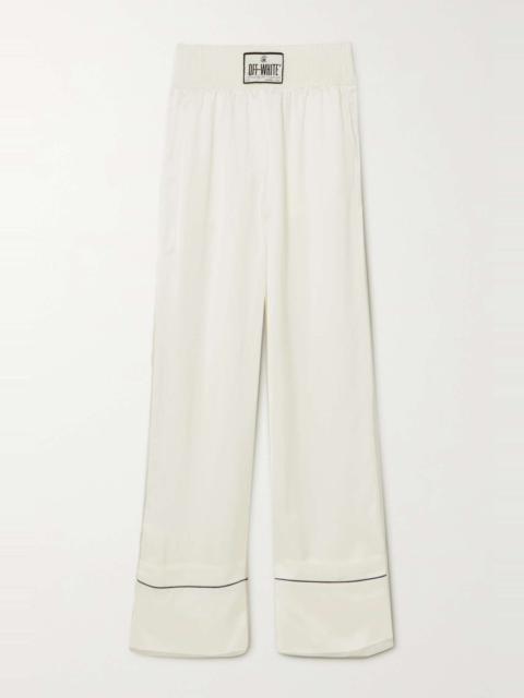 Off-White Appliquéd satin wide-leg pants