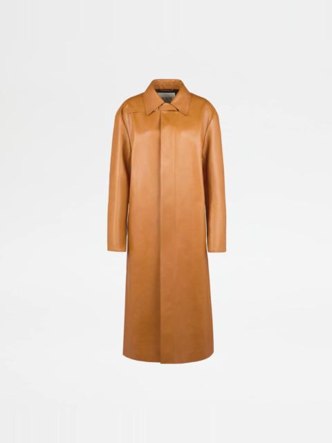 Tod's COAT IN LEATHER - ORANGE