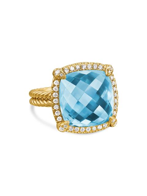 DAVID YURMAN Women's Chatelaine Pavé Bezel Ring in 18K Yellow Gold - Sky Blue Topaz
