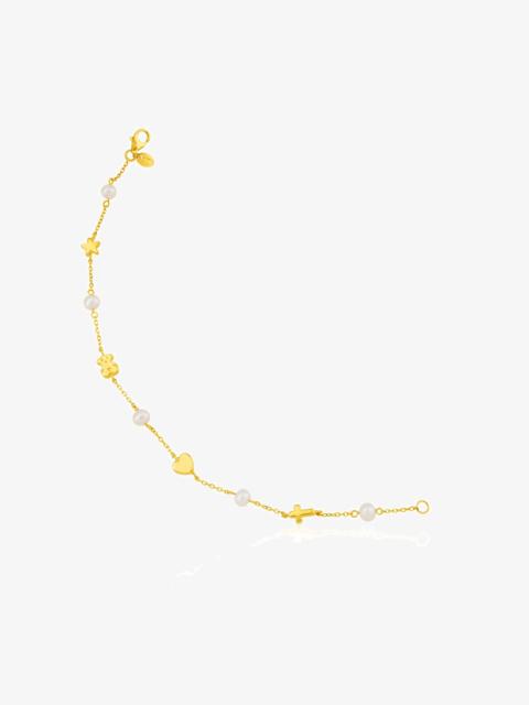 TOUS 18K solid gold Sweet Dolls XXS Bracelet with pearls and Bear, Star, Heart and Cross motifs..