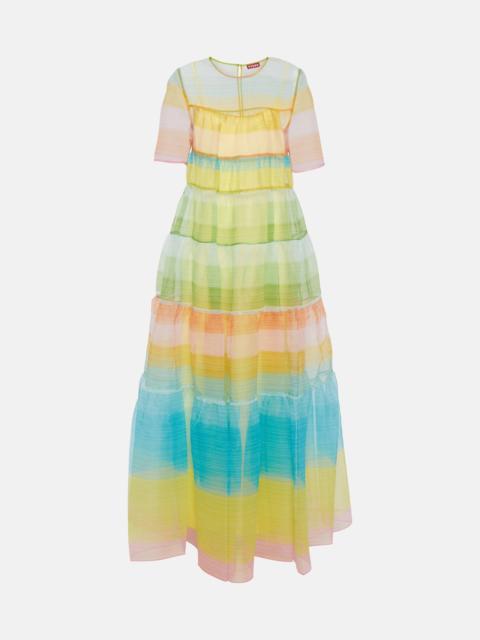 STAUD Hyacinth striped tiered organza dress