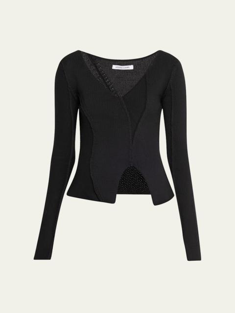 AISLING CAMPS Eddy V-Neck Exposed Seam Sweater