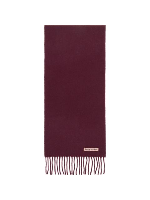 Burgundy Skinny Fringe Wool Scarf