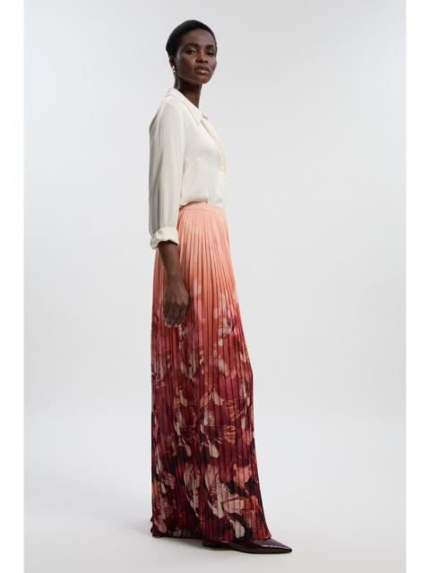 KAREN MILLEN Pleated Floral Woven Wide Leg Trousers