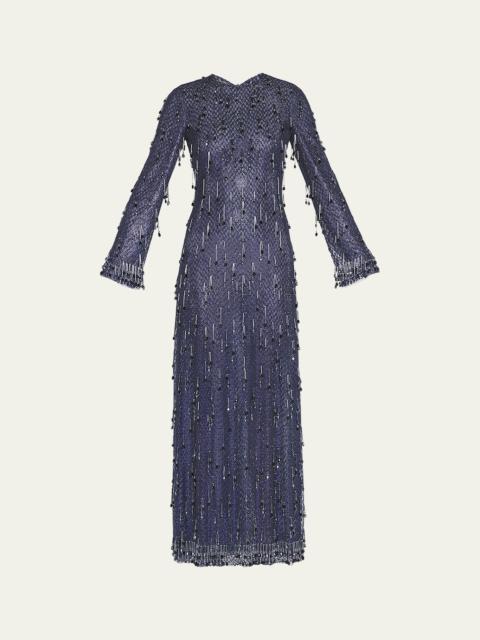 Embroidered Column Gown