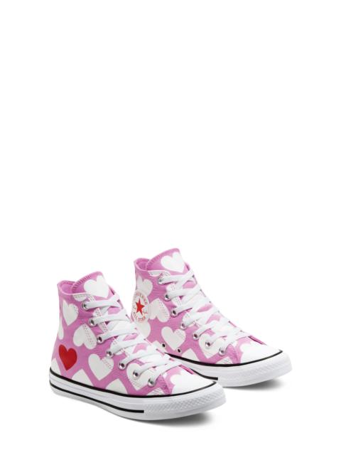 Chuck Taylor All Star Heart High Top Sneaker in Peony Pink/White/Black