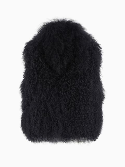 EMPORIO ARMANI Long-haired Mongolian lamb fur sleeveless top