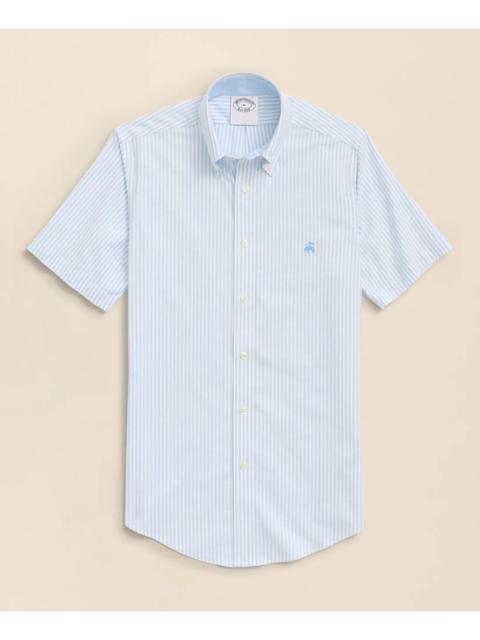 Brooks Brothers Stretch Non-Iron Oxford Button-Down Collar, Bengal Stripe Short- Sleeve Sport Shirt