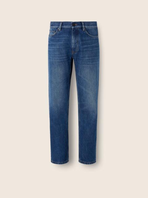 ZEGNA DARK BLUE COTTON ROCCIA JEANS