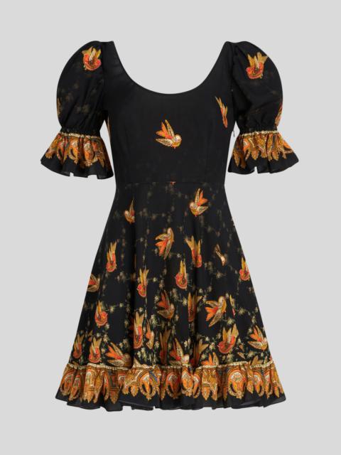 MINI CRÊPE DE CHINE DRESS WITH BIRDS