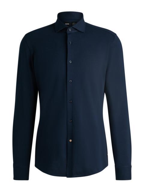 BOSS SLIM-FIT SHIRT IN COTTON-PIQUÉ JERSEY