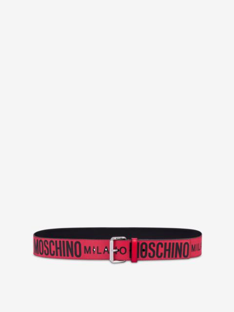 Moschino MOSCHINO MILANO LOGO CALFSKIN BELT