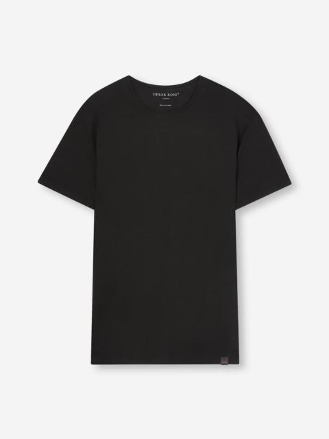 Derek Rose Men's T-Shirt Basel Micro Modal Stretch Black