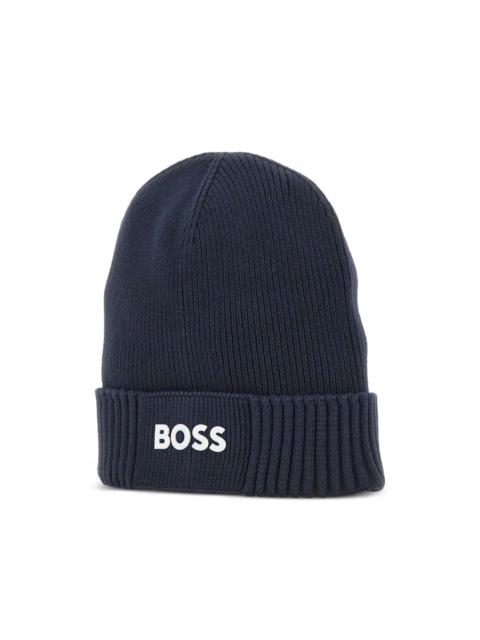 BOSS ribbed logo-detail beanie