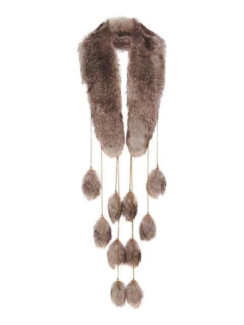 Chloé Treasure Tails Lambskin Shearling Scarf grey