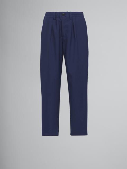 Marni BLUE TROPICAL WOOL CROPPED PANTS