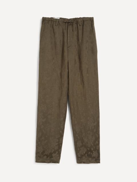 Dries Van Noten Khaki Jacquard Drawstring Trousers