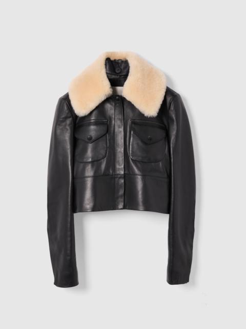 LIBEROWE CROPPED RAJA JACKET IN BLACK LEATHER