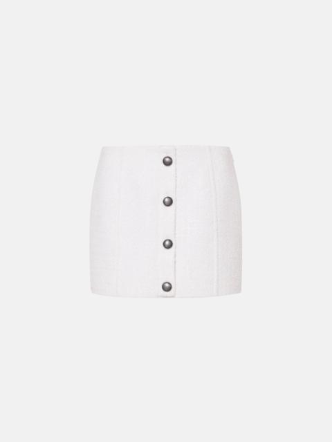 Alessandra Rich CHECKED TWEED BOUCLE LOW WAIST MINI SKIRT, BUTTONS