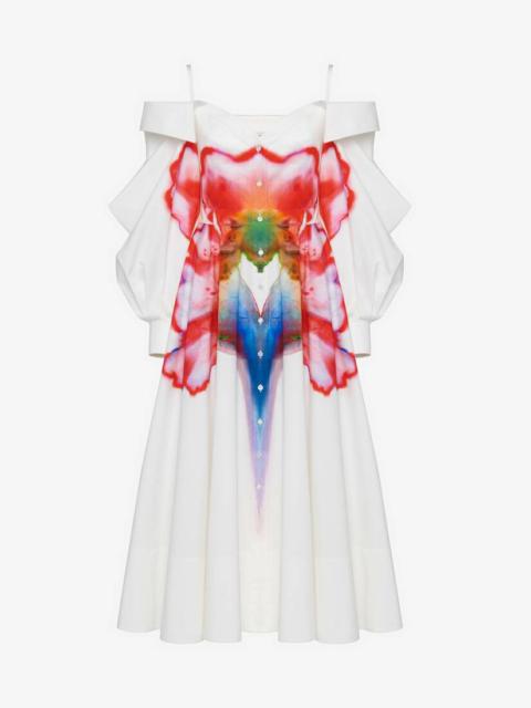 Alexander McQueen Women's Off-the-shoulder Shirt Dress in Optic White