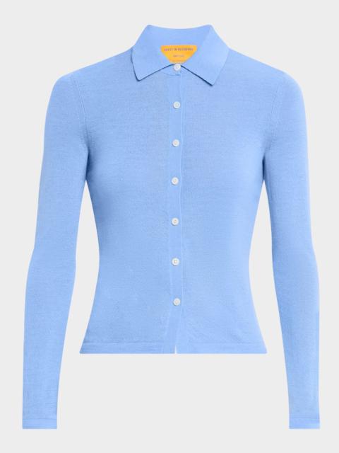 Elle Cashmere Button-Front Shirt