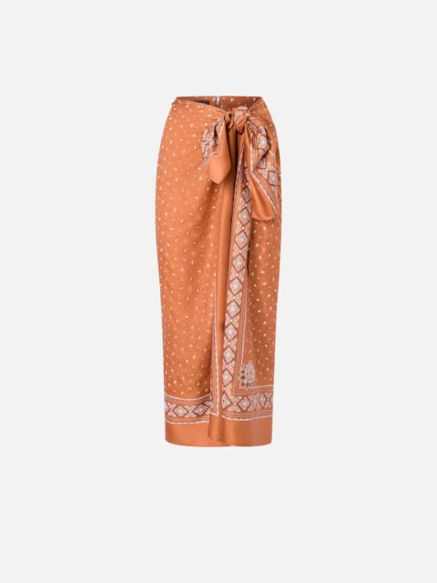PINKO BANDANA-PRINT SARONG MIDI SKIRT