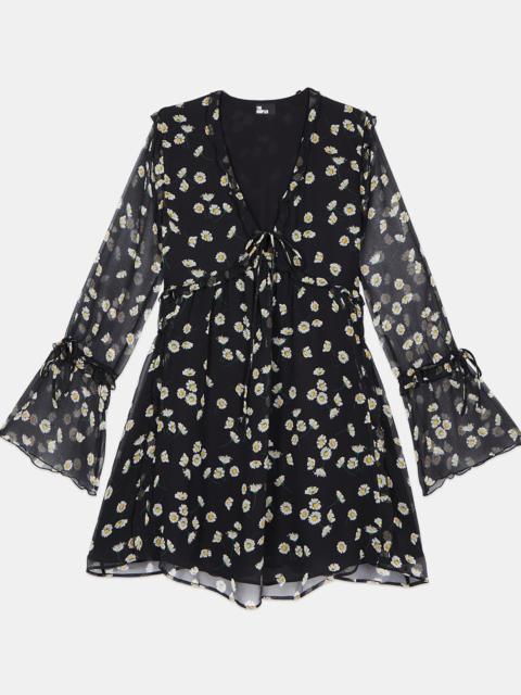 The Kooples FLORAL PRINTED SILK SHORT DRESS