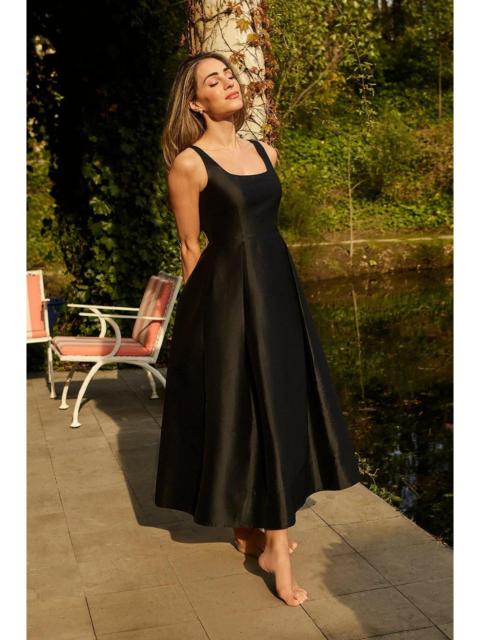 KAREN MILLEN Taffeta Full Skirt Tailored Midi Dress