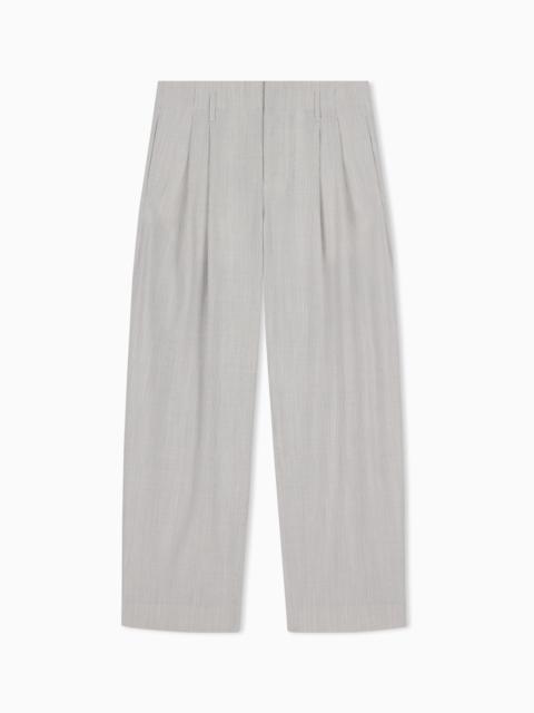 EMPORIO ARMANI STRIPED TROUSERS IN STRETCH VIRGIN WOOL