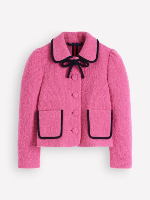 BODEN Branscombe Wool Bow Jacket-Pink Solid